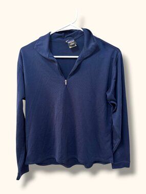 Patagonia Shirt Womens L Capilene 1/4 Zip L/S Navy Baselayer Pullover USA Flaw